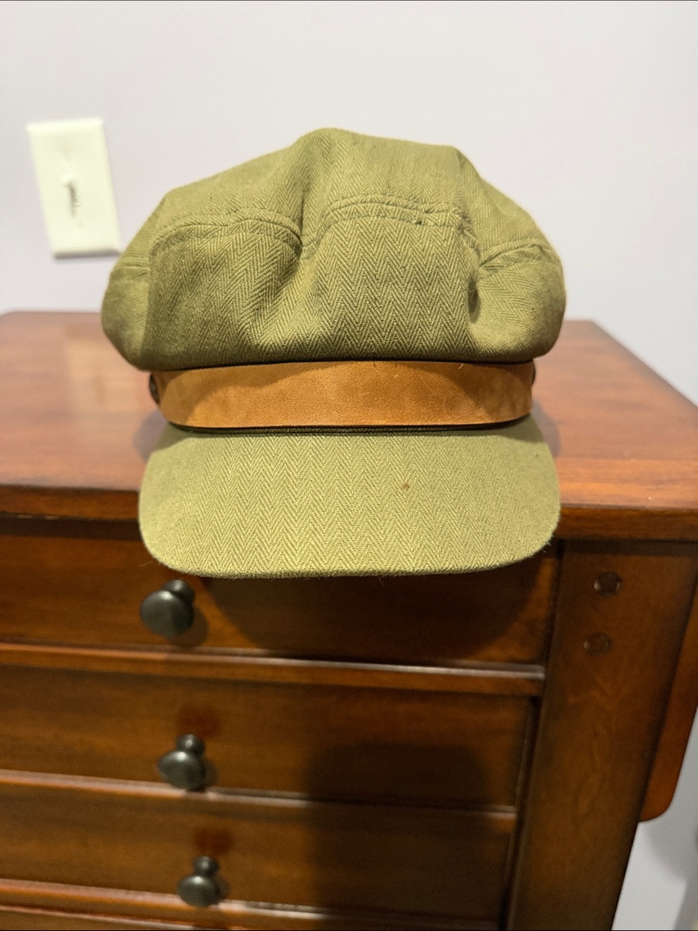 Brixton Olive Green Baker Boy Cap with Tan Band